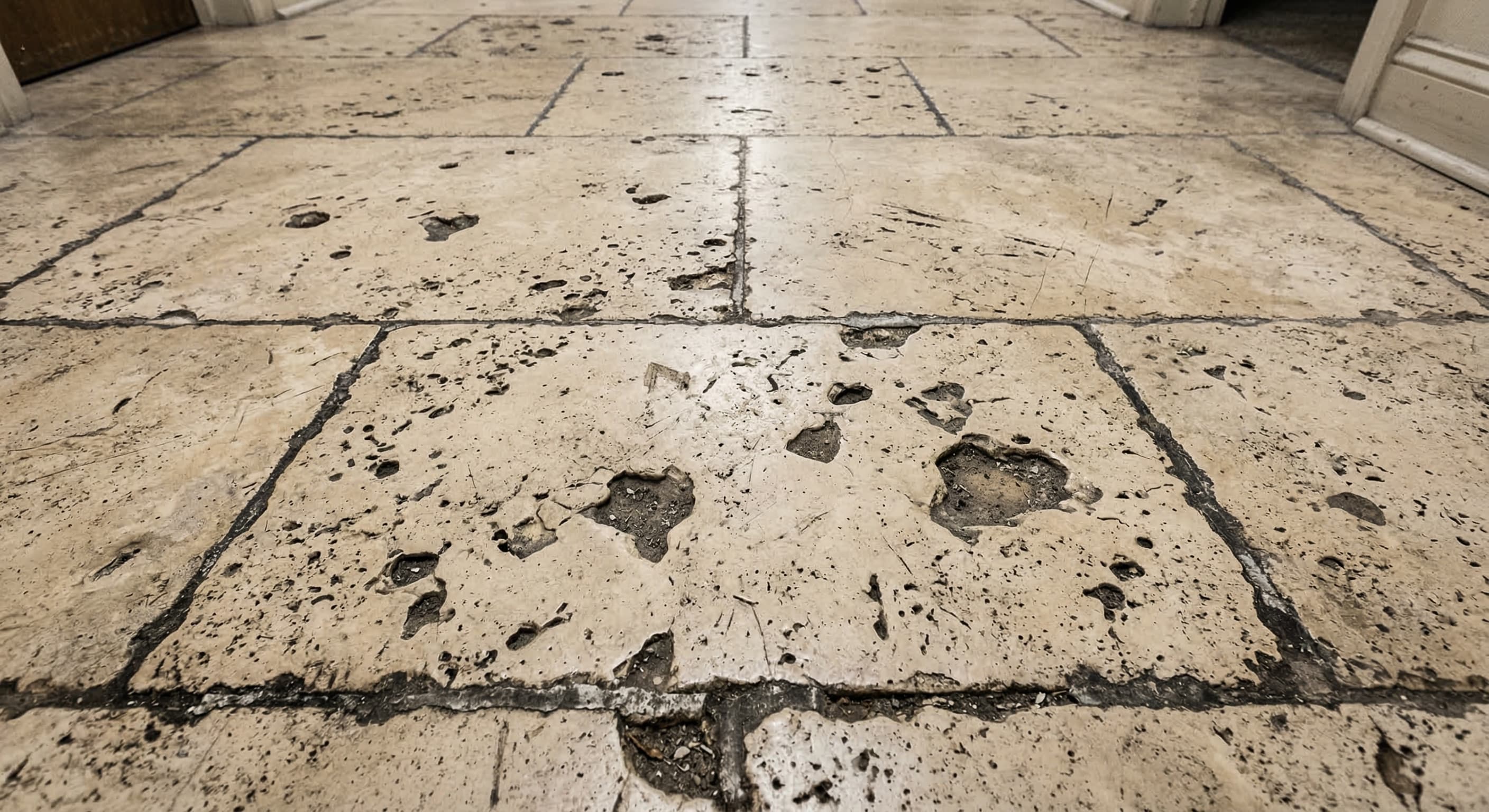 Before: Travertine Floor Restoration