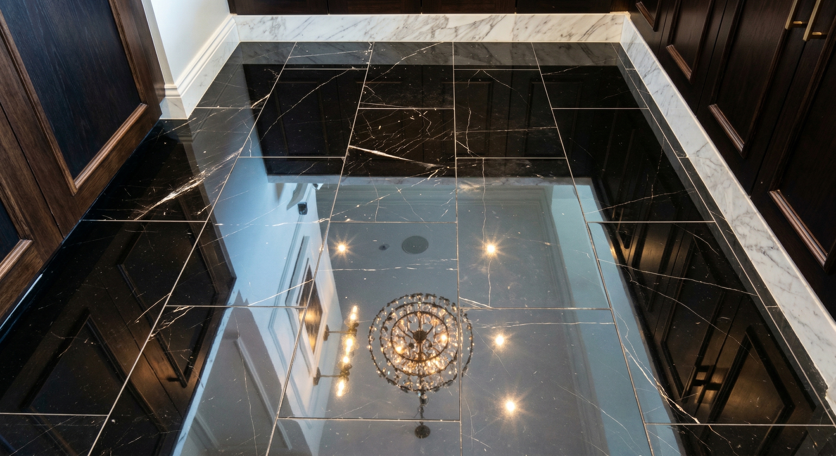 After: Black Marble Floor Polishing